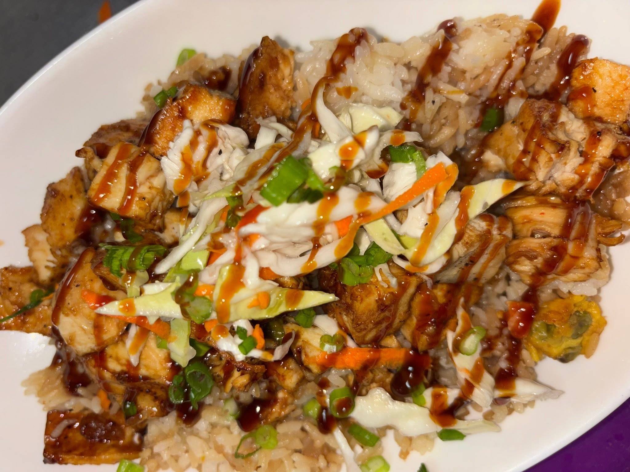 Grilled chicken teriyaki bowl with vegetables
